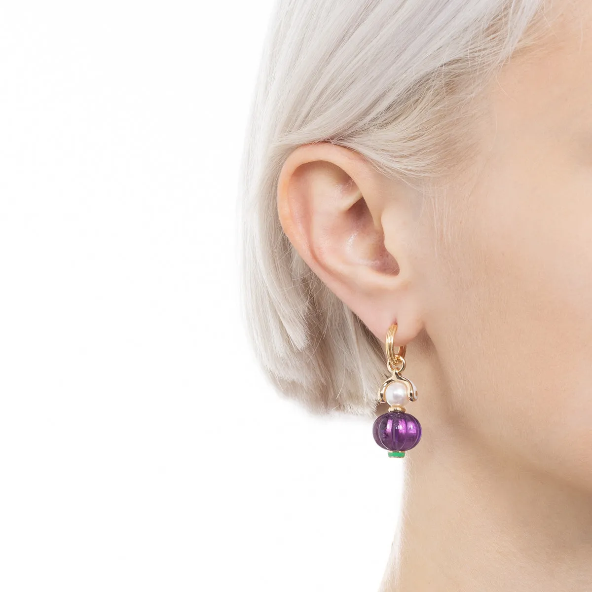 "Bird of Paradise" Amethyst Charm Earring