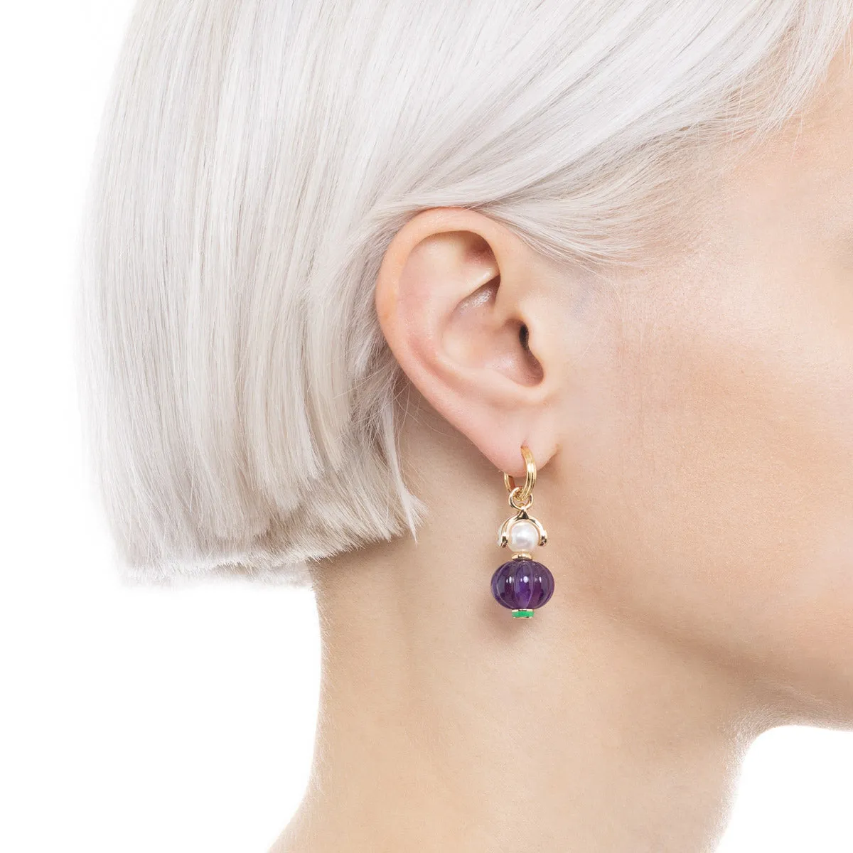 "Bird of Paradise" Amethyst Charm Earring