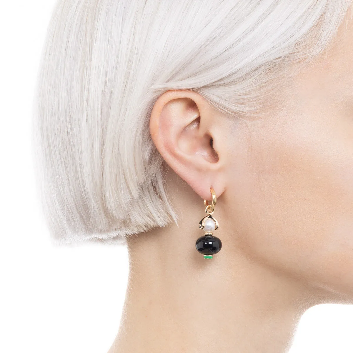 "Bird of Paradise" Onyx Charm Earring