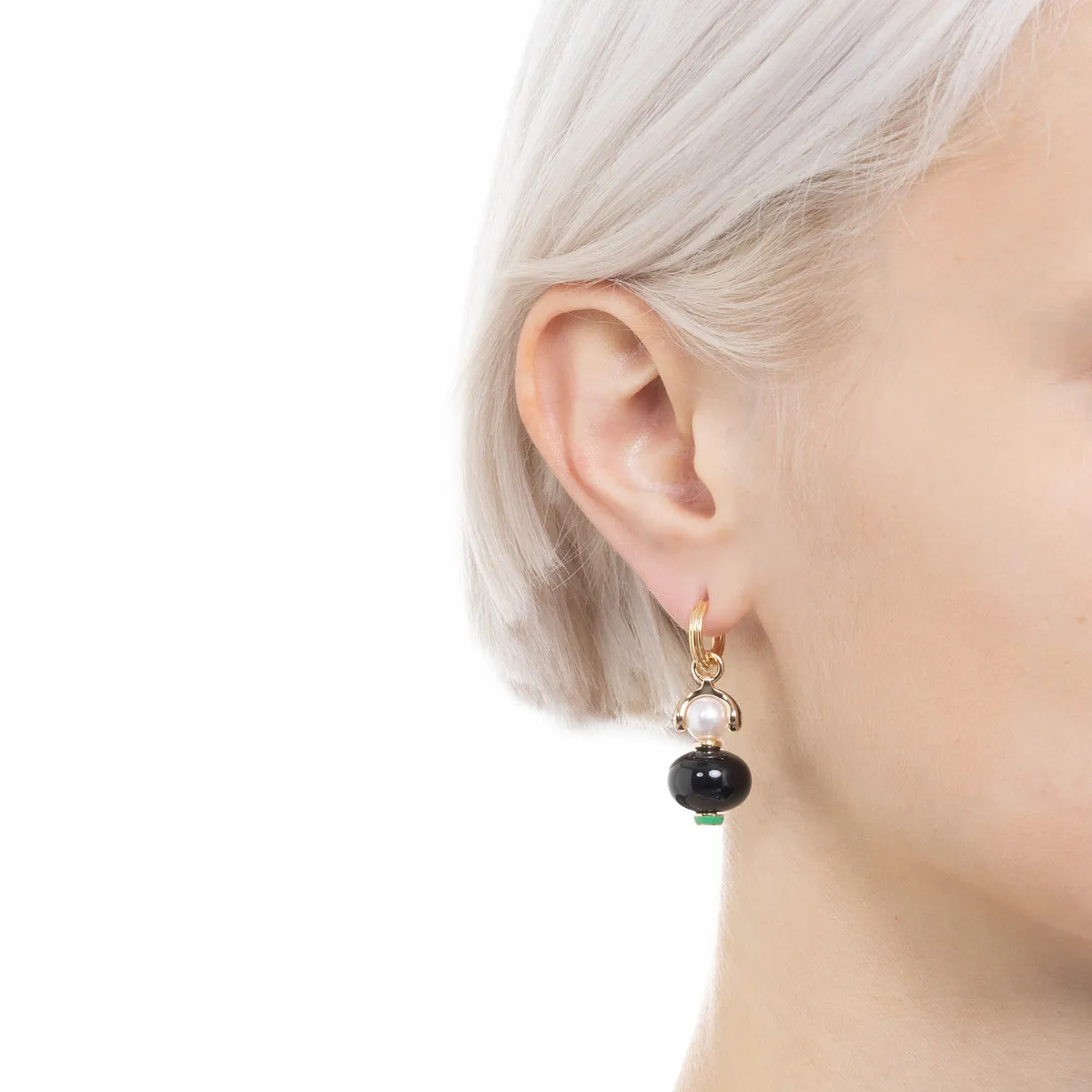 "Bird of Paradise" Onyx Charm Earring