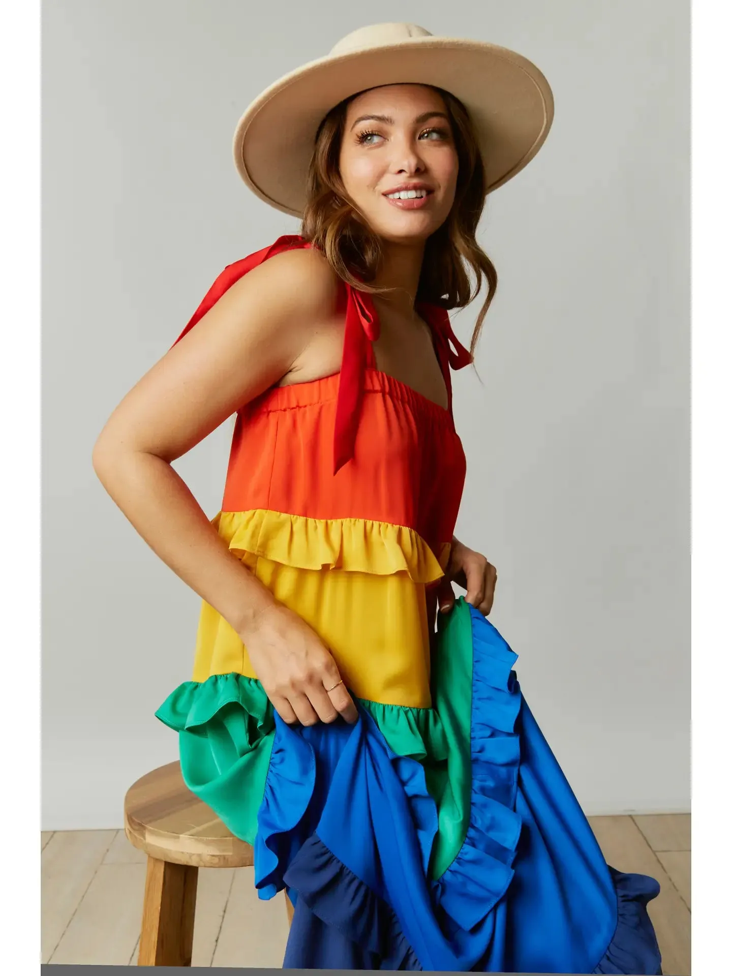 Rainbow Tiered Maxi Dress