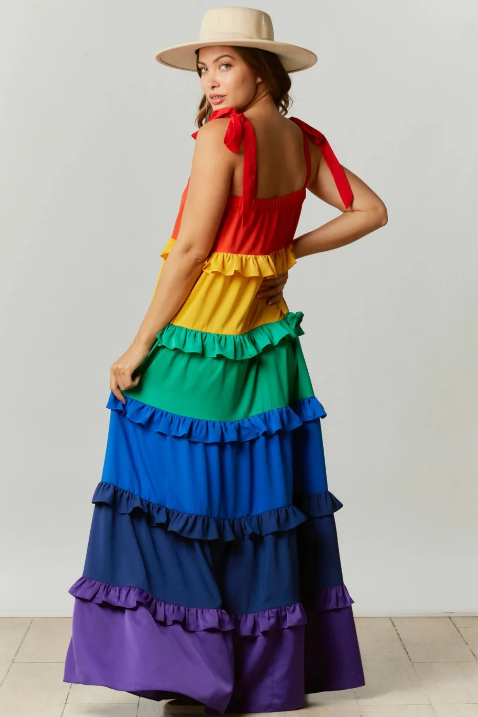 Rainbow Tiered Maxi Dress