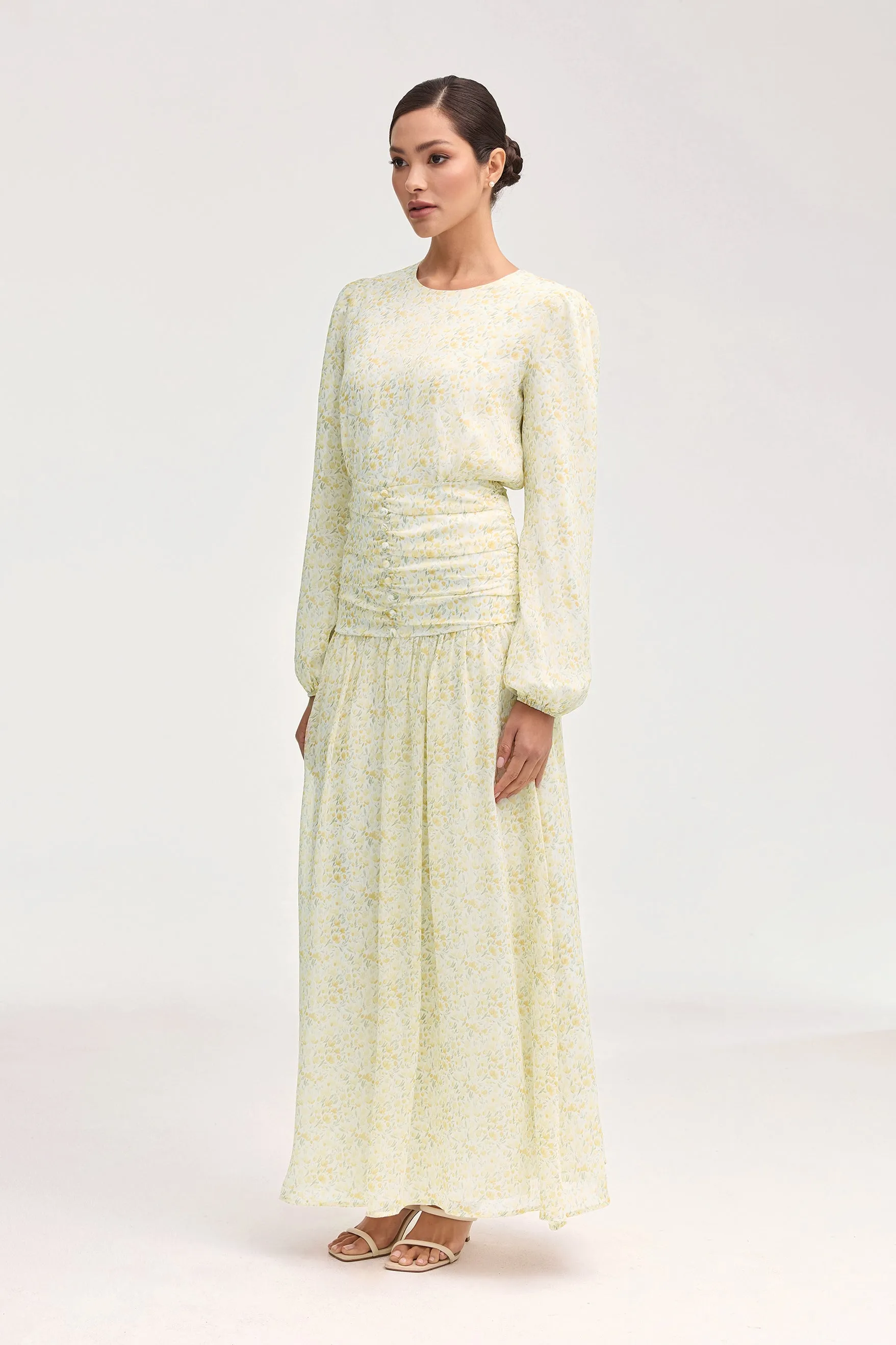 Randa Rouched Maxi Dress - Honey Floral