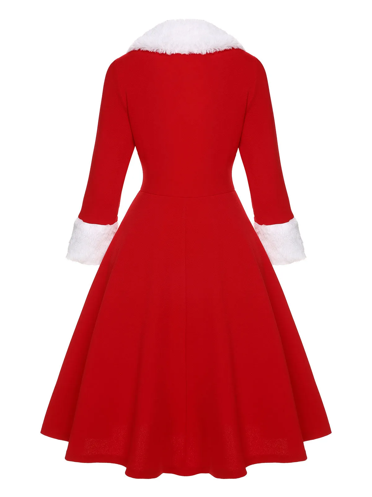 Red & White 1950s Christmas Lapel Dress