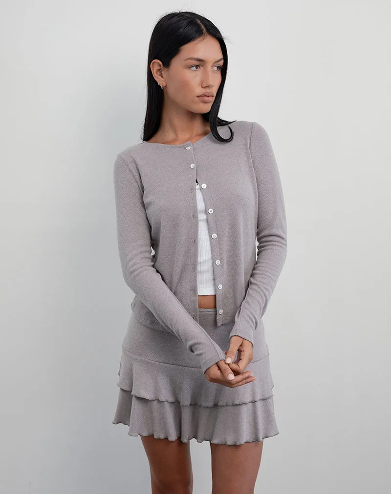 Rhea Cardigan in Pointelle Brown