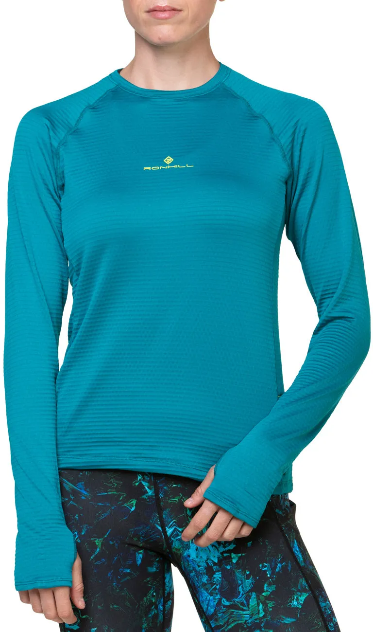 Ronhill Tech Winter Long Sleeve Womens Running Top - Blue