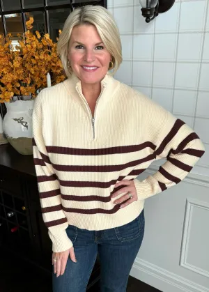 Russell Pullover in Ivory Brown Stripe