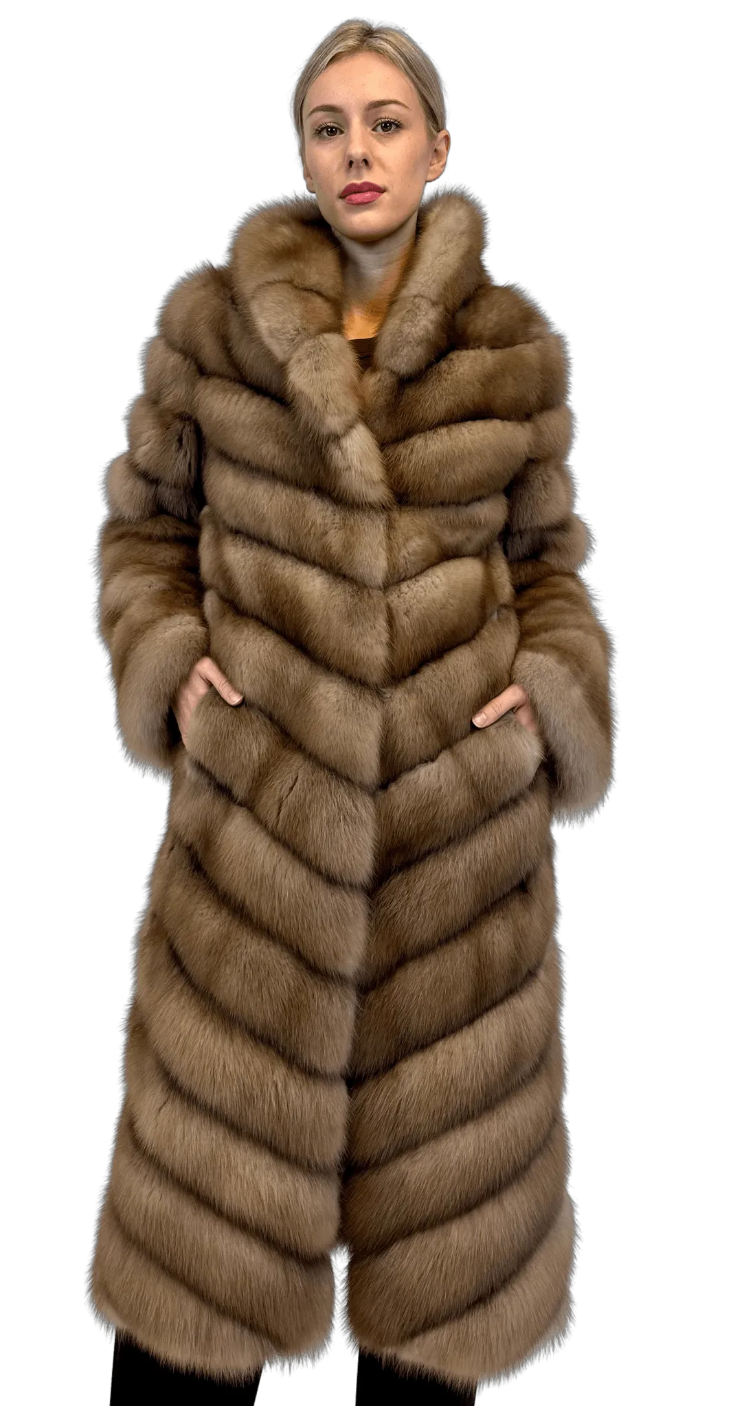 SABLE COAT WITH ATTACHED COLLAR "NOELLE"