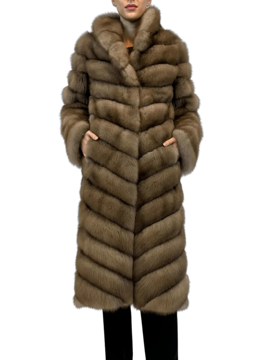 SABLE COAT WITH ATTACHED COLLAR "NOELLE"