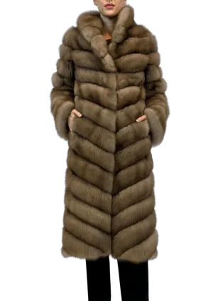 SABLE COAT WITH ATTACHED COLLAR "NOELLE"