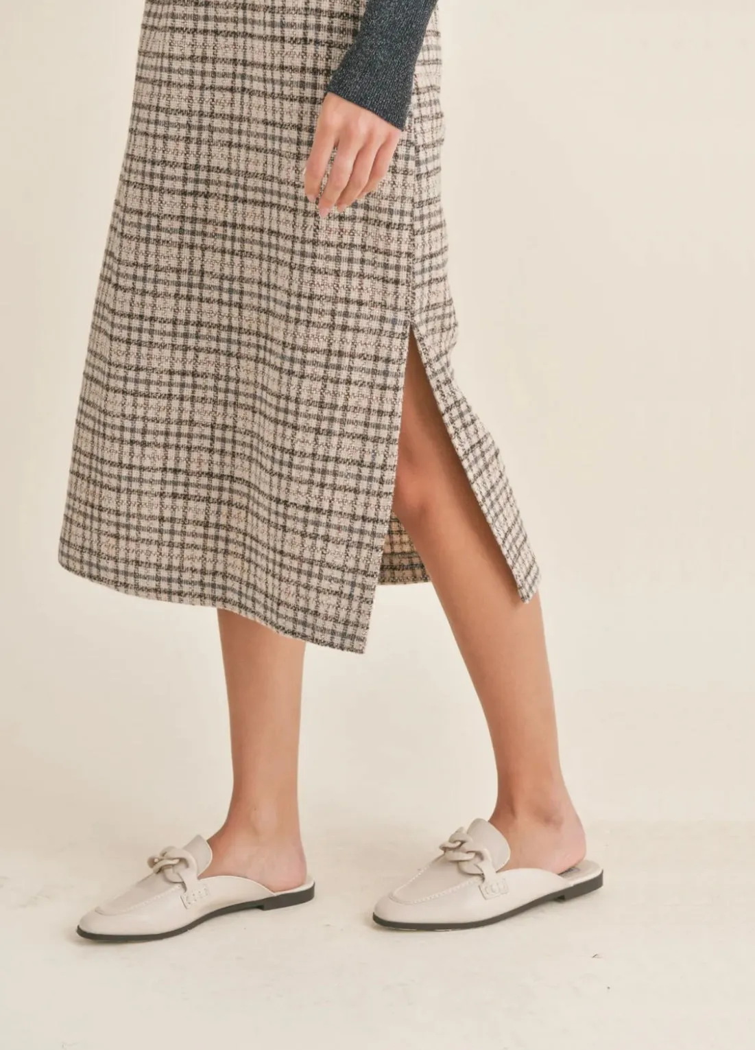 Sadie and Sage - IMPRESSIONIST CHECK MIDI SKIRT