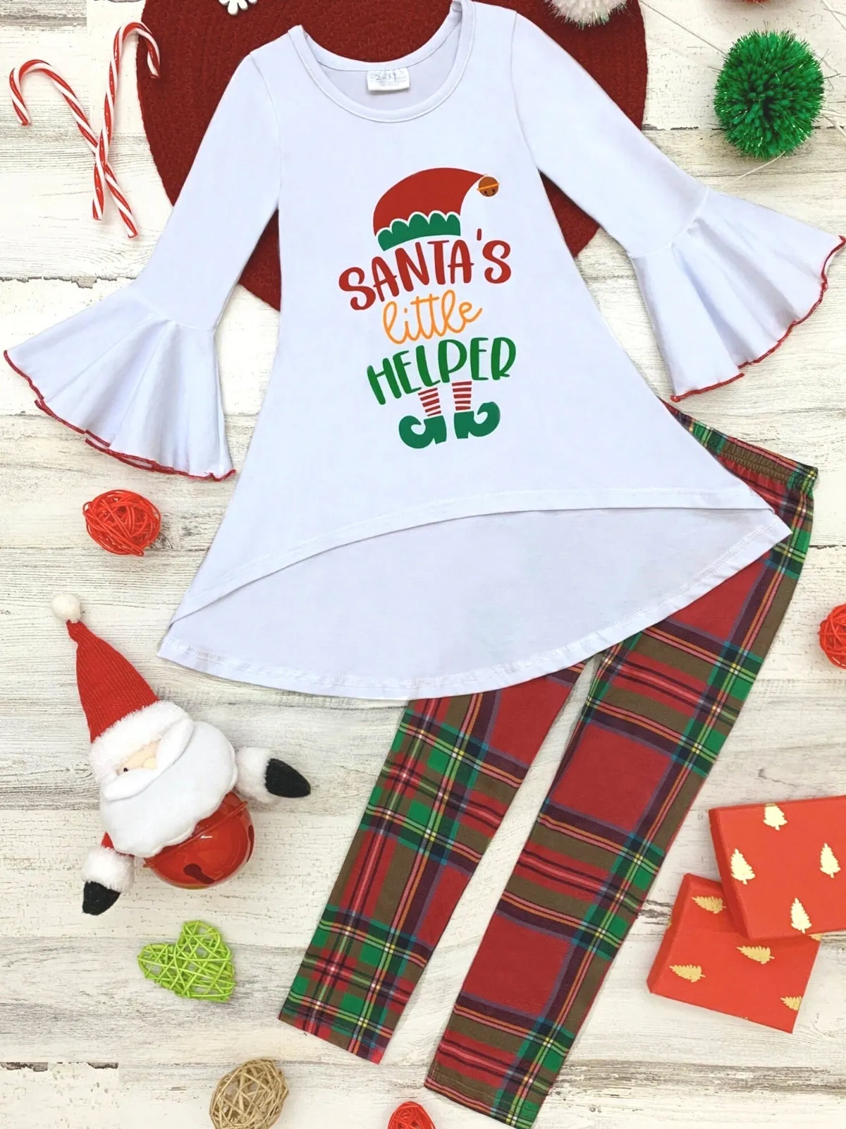 Santa's Little Helper Plaid Legging Set