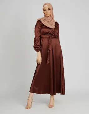 Satin Crossover Maxi Dress