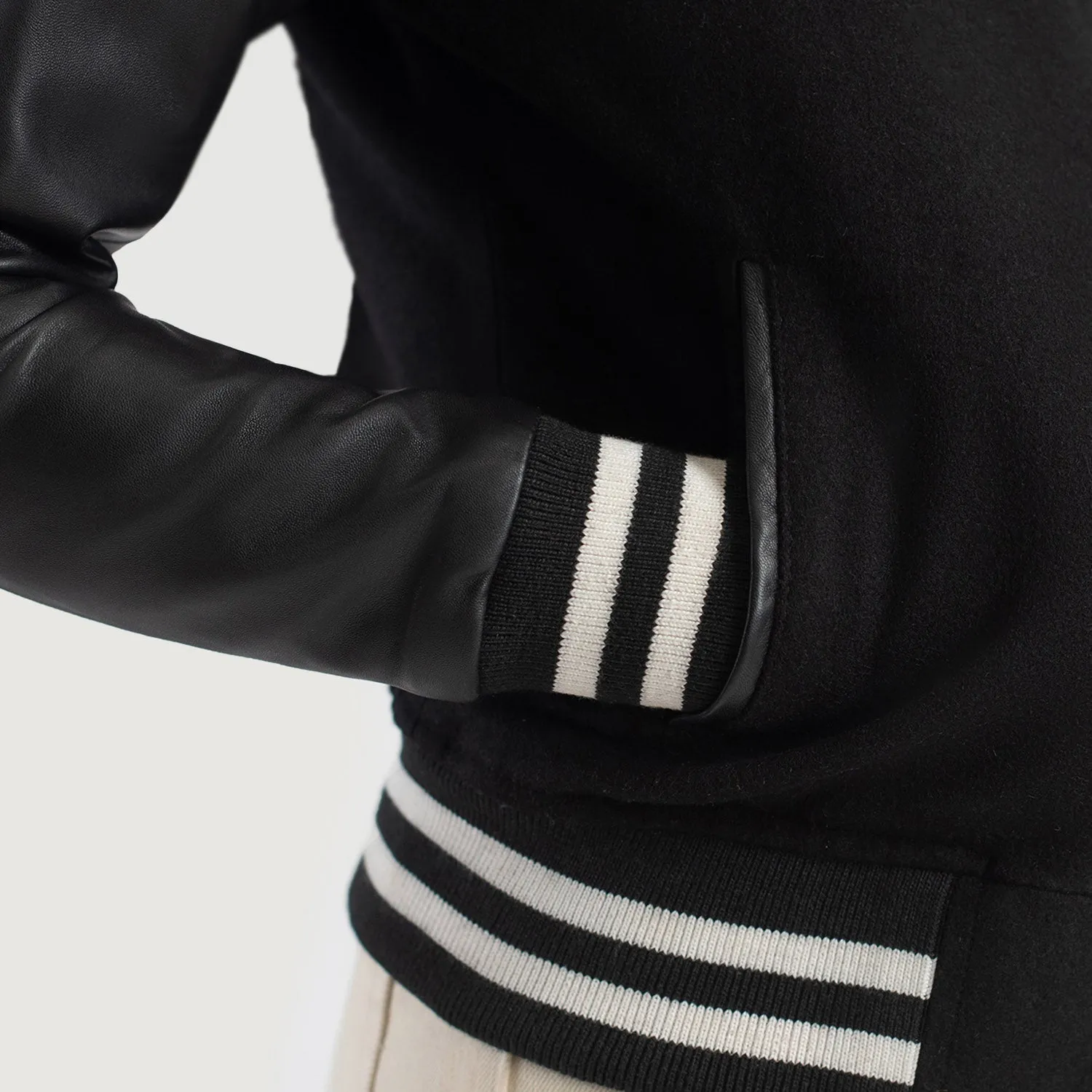 Savant Black Hybrid Varsity Jacket