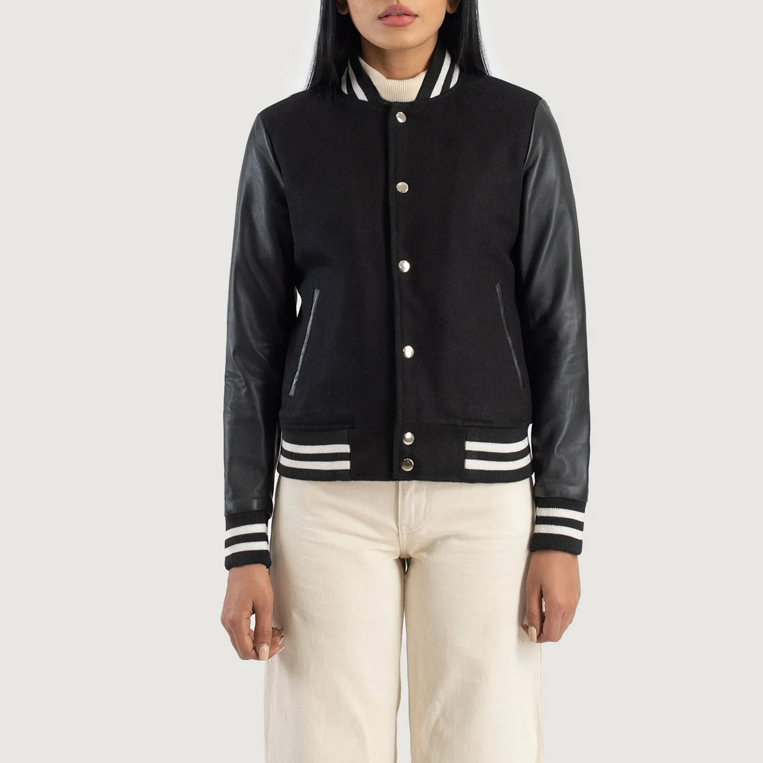 Savant Black Hybrid Varsity Jacket