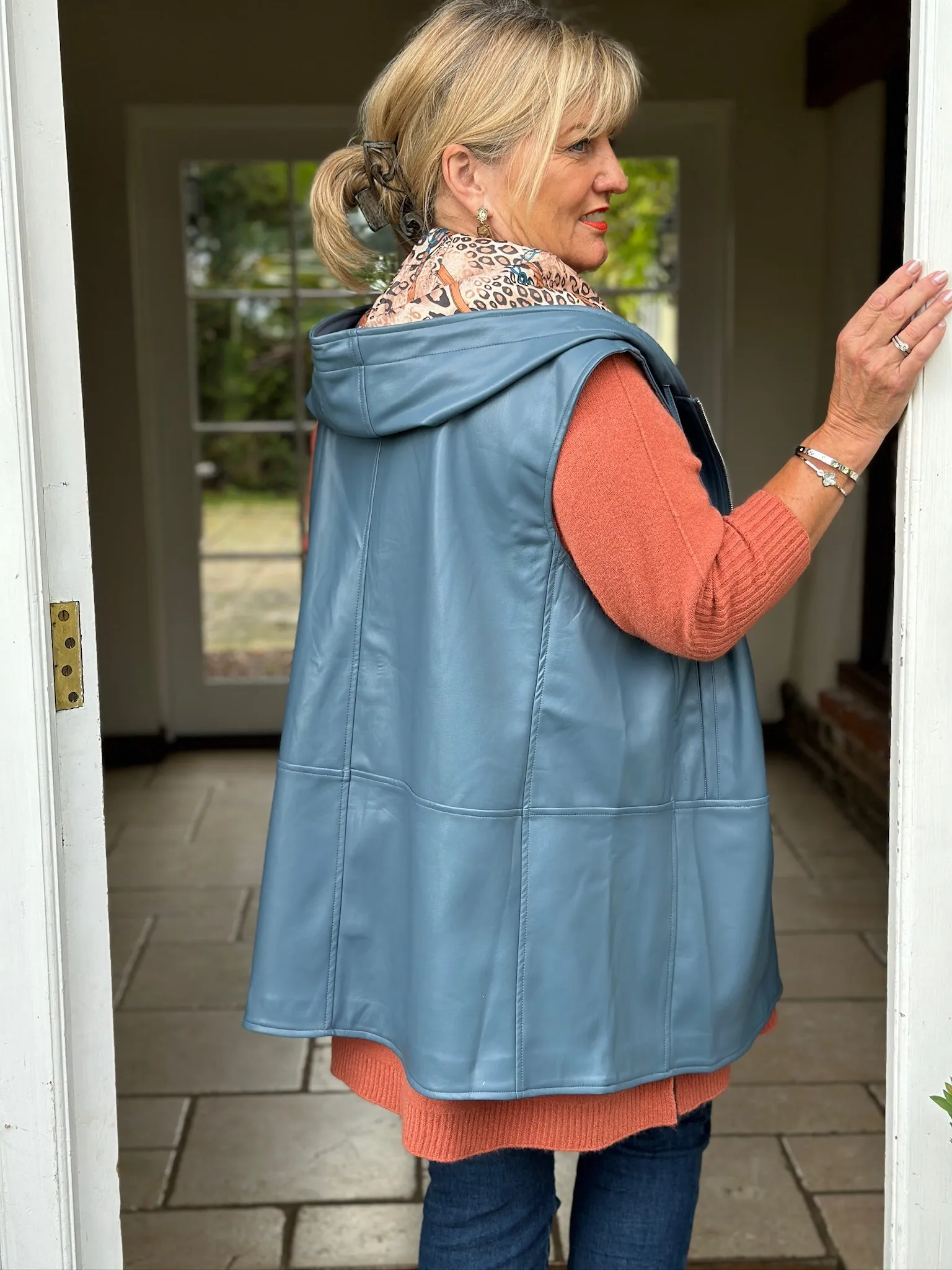 Sleeveless Parka Hooded Gilet - Malissa J | Blue