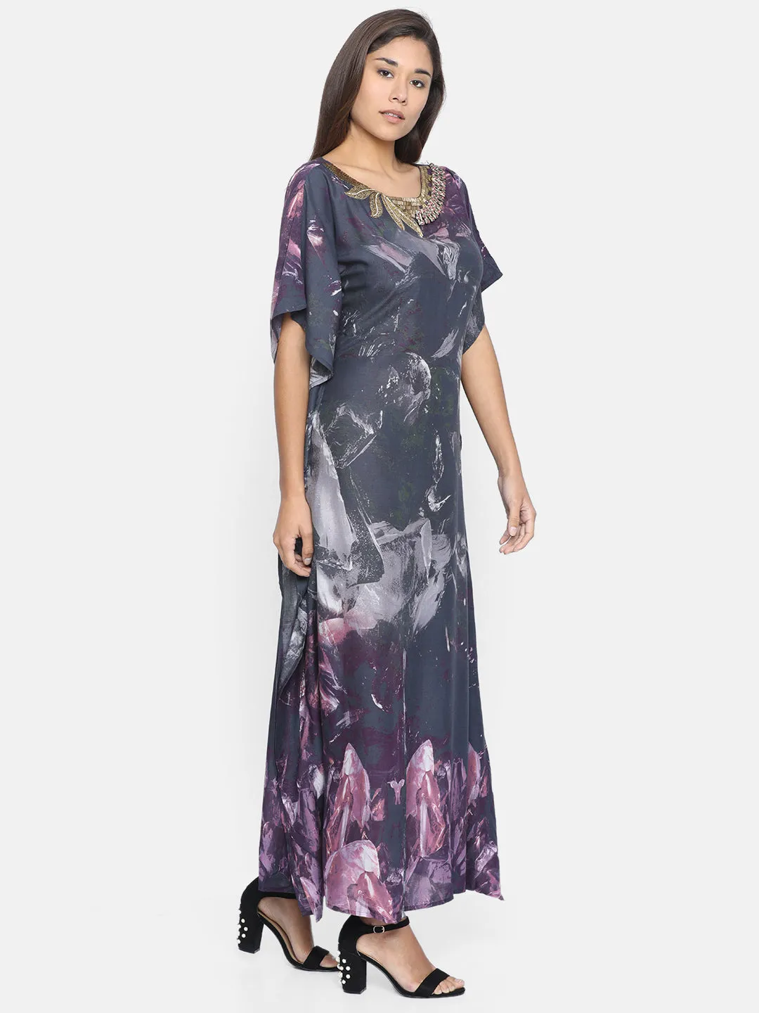 SMUDGED SKY EMBELLISHED KAFTAN DRESS - (Clearance - Final Sale)