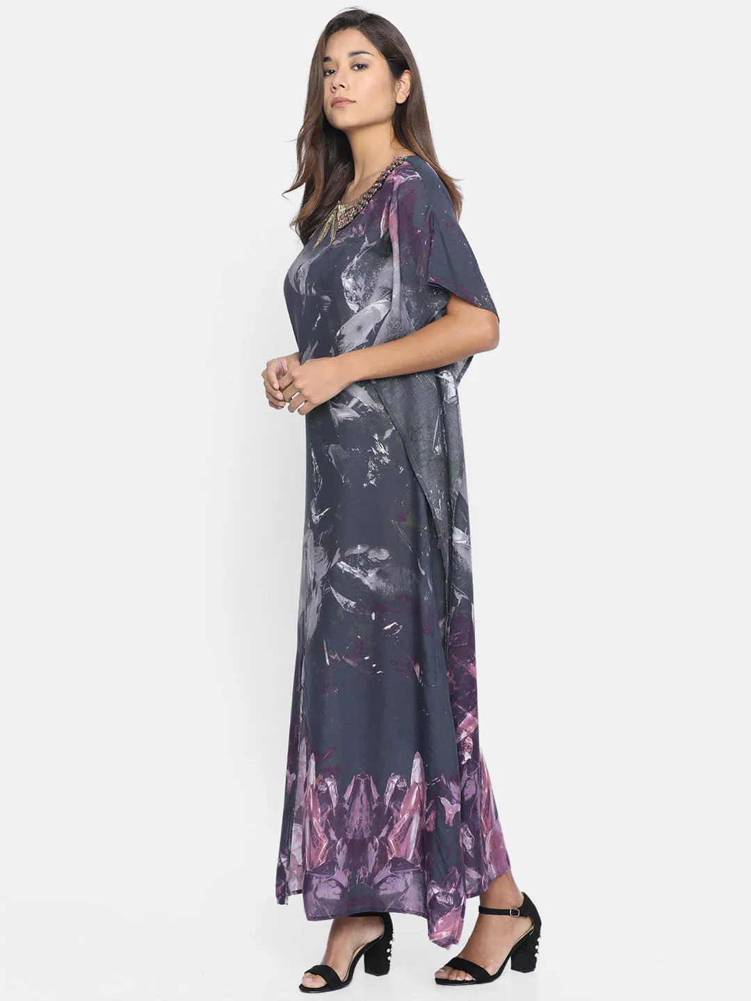 SMUDGED SKY EMBELLISHED KAFTAN DRESS - (Clearance - Final Sale)