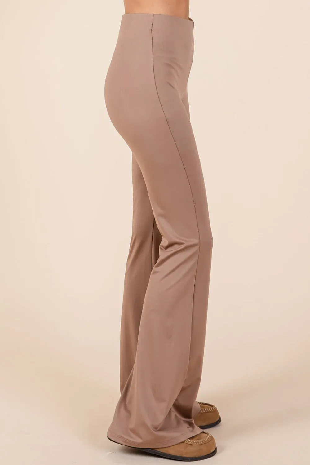 Stretchy Soft Elastic Waist Flare Pants