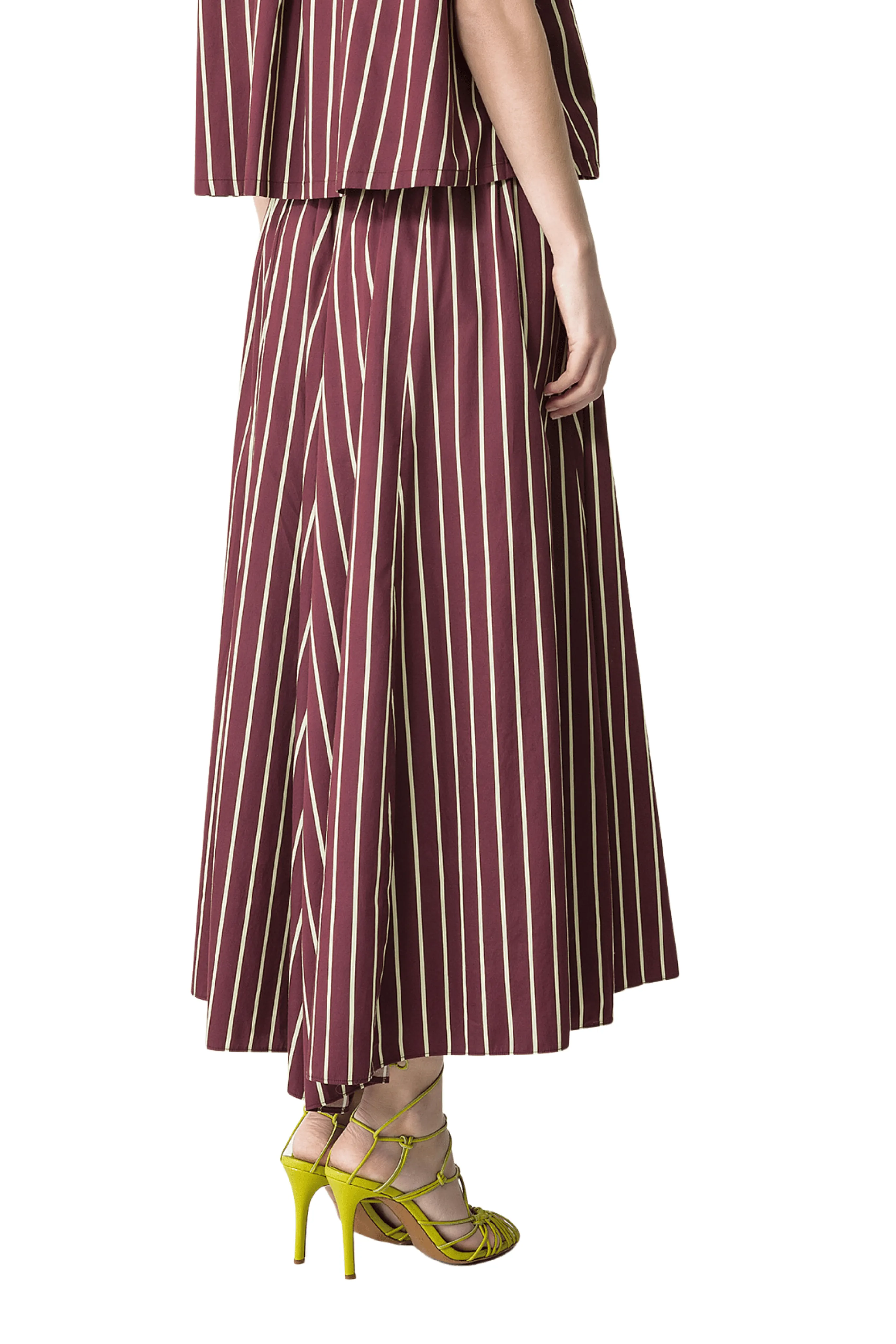 Stripe Satin Midi Skirt