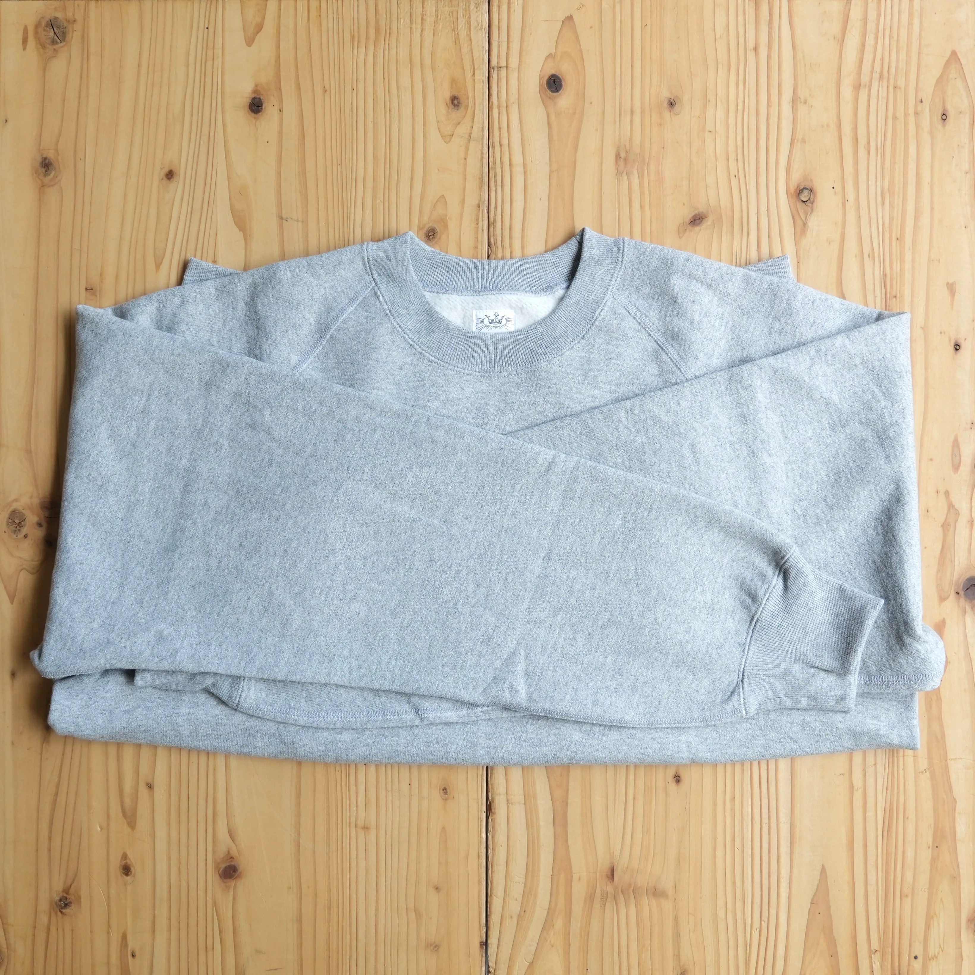 SWEAT SHIRTS RAGLAN SLEEVE CREW NECK GRAY