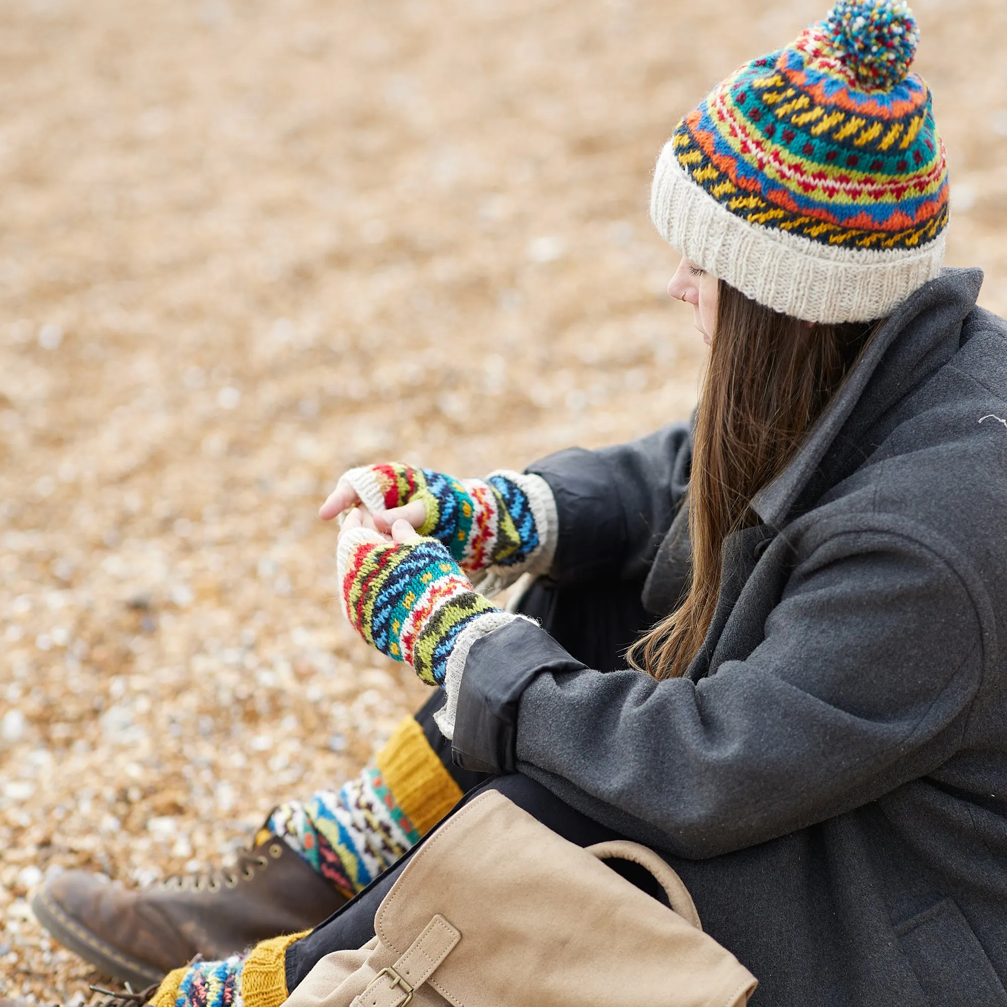 TAVAR Eco Knit Nordic Unisex Bobble Hat Waste Wool