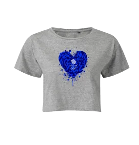 Team GB Heart Graffiti Cropped T-Shirt Grey