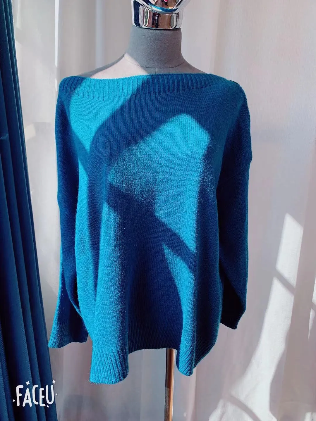 Thick Winter Slash neck pullover Elegant Knitted Oversize Sweater