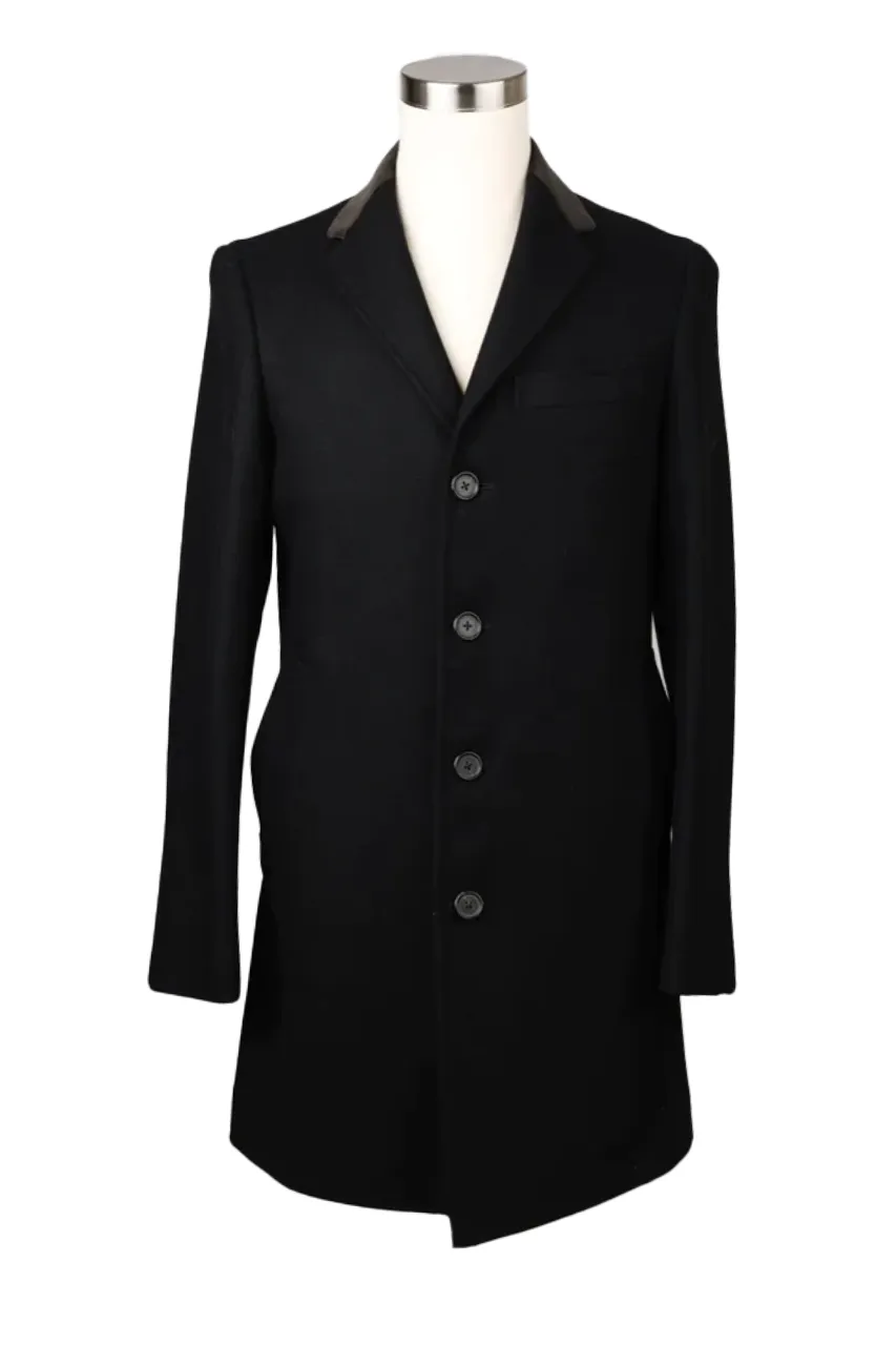 Thick Wool Dress Coat w/ Satin Collar