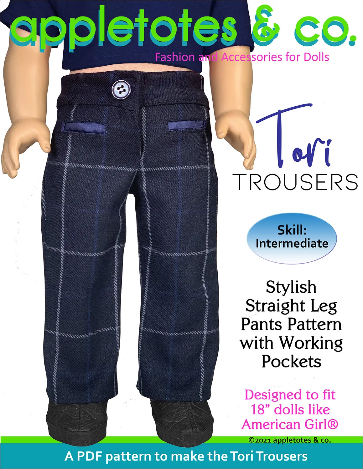 Tori Trousers 18 Inch Doll Sewing Pattern