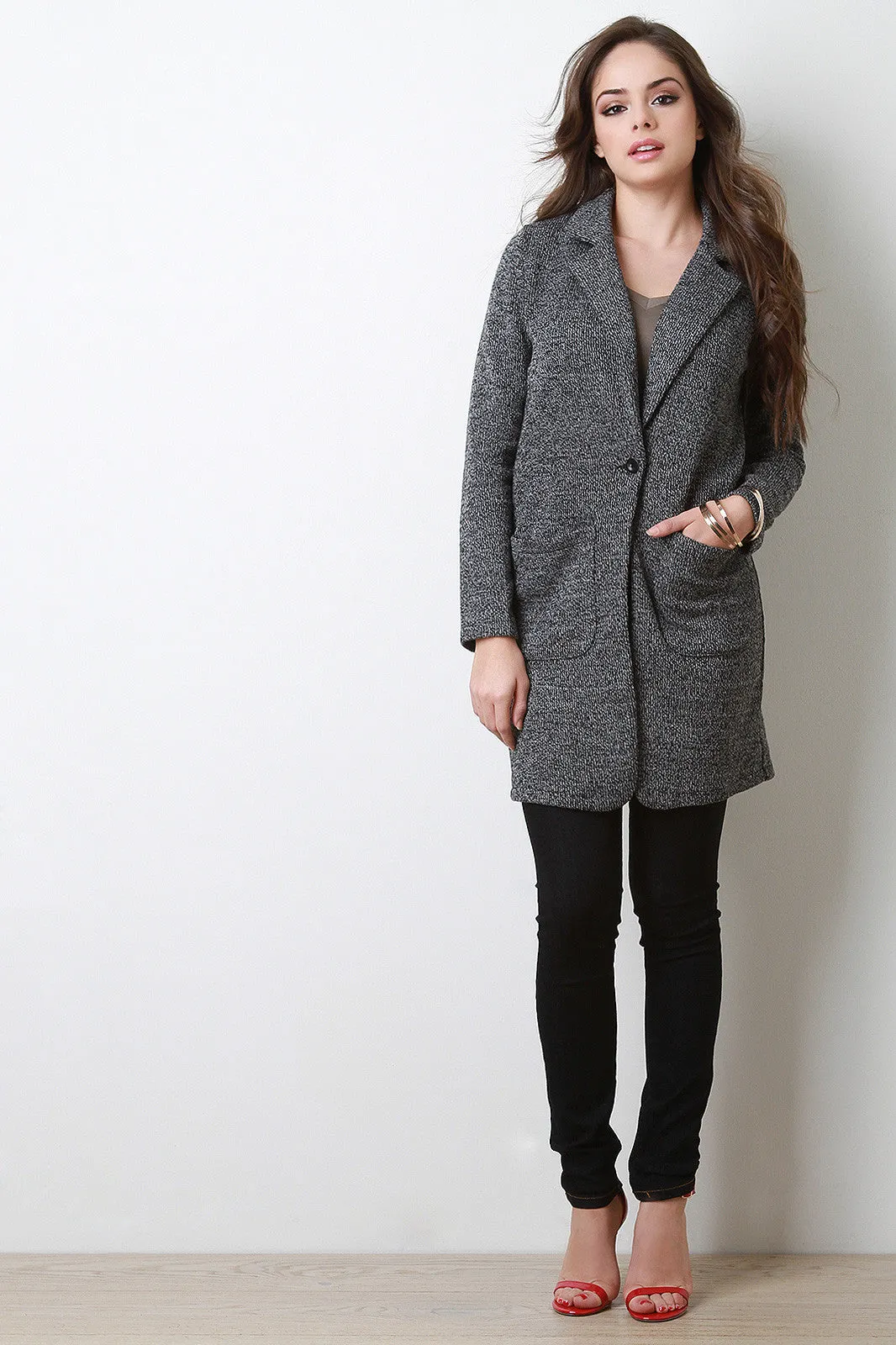 Two Tone Knit Coat Jacket