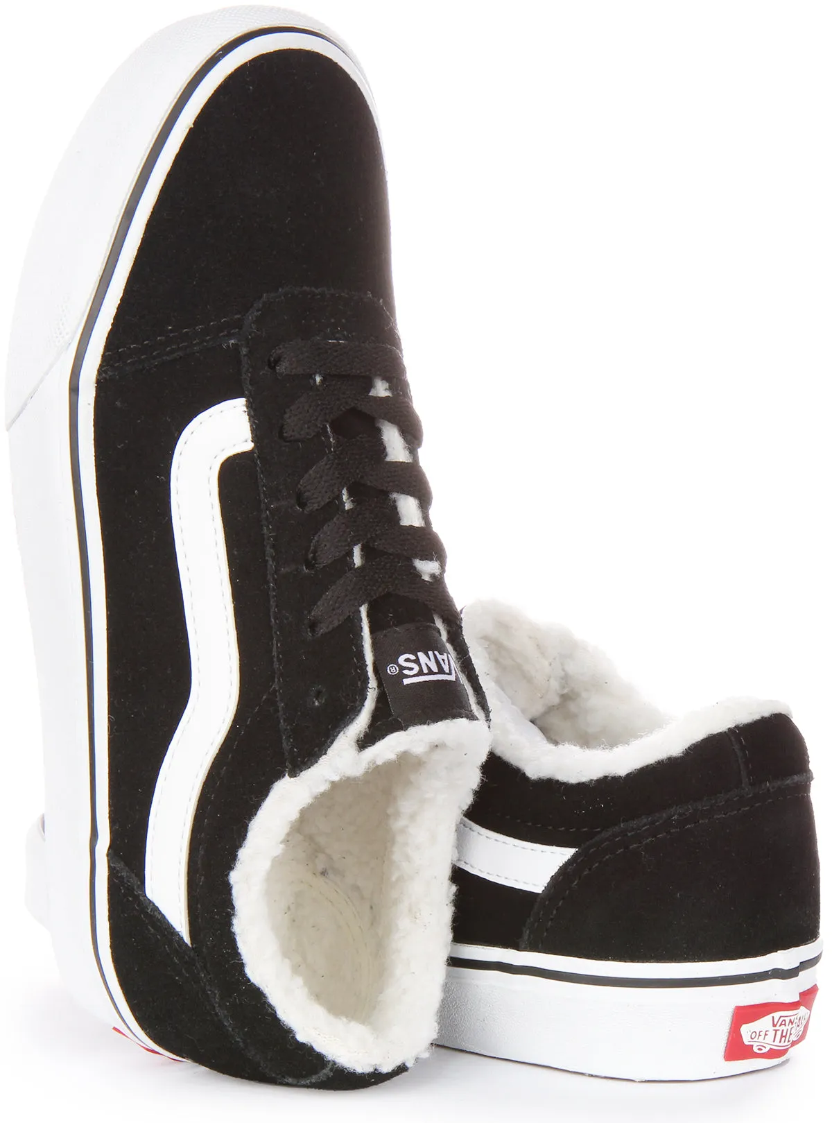 Vans Ward Fur In Black White For Women