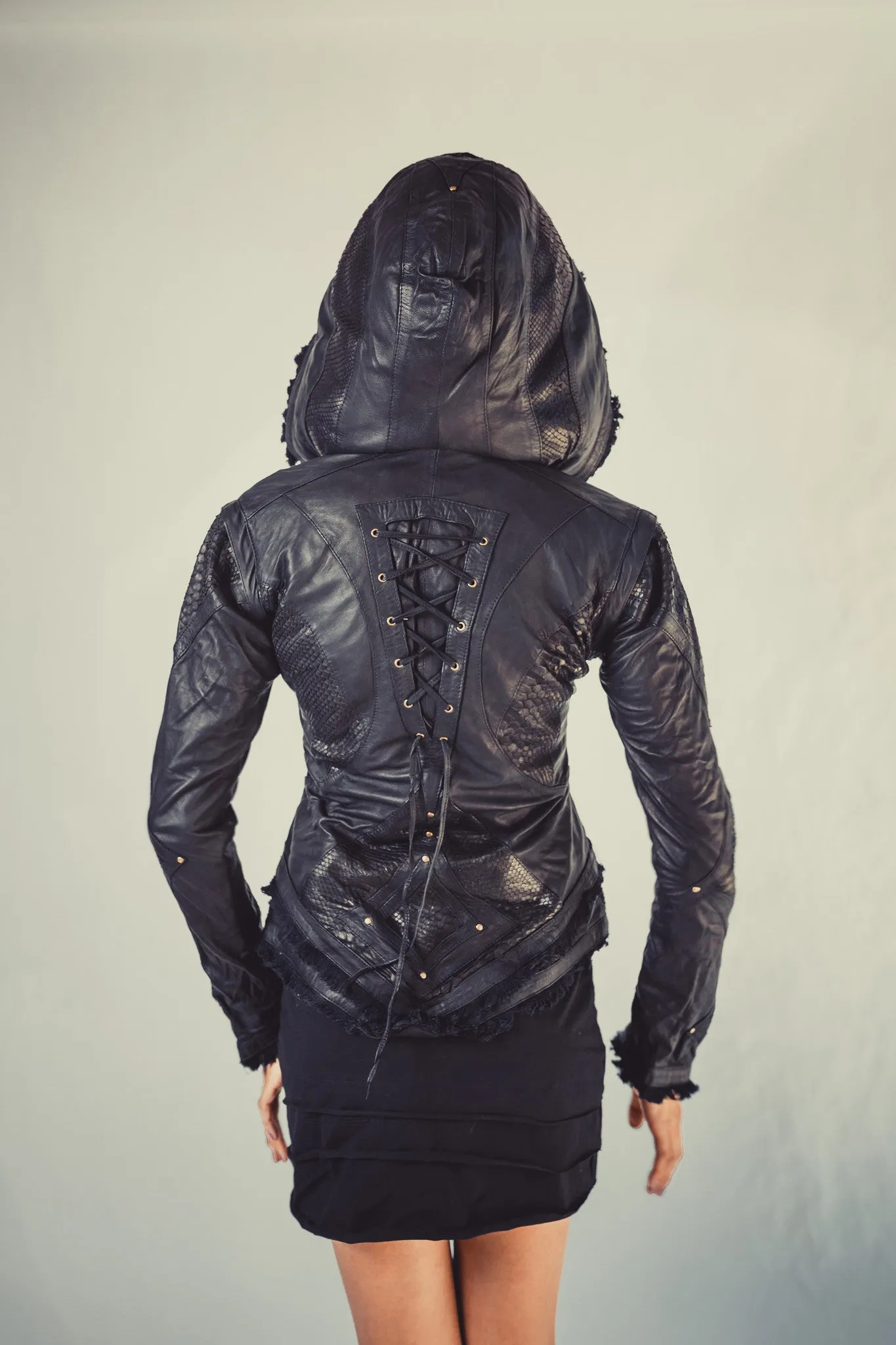 Victory Womens Cut Python Leather Jacket