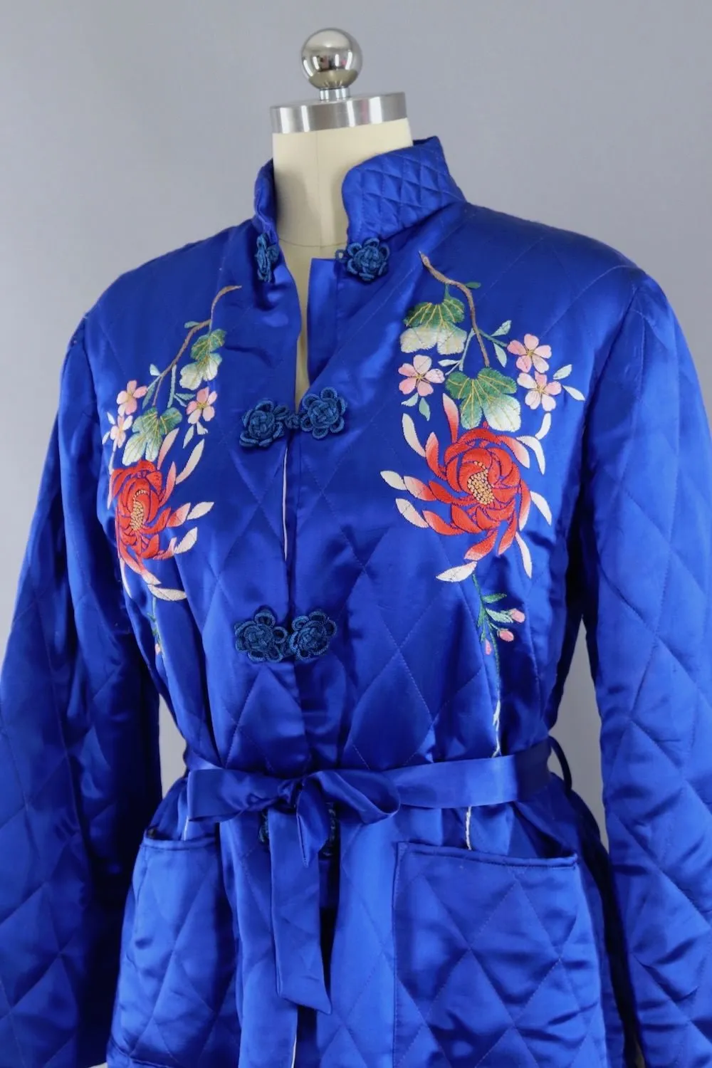 Vintage 1950s Royal Blue Satin Embroidered Jacket