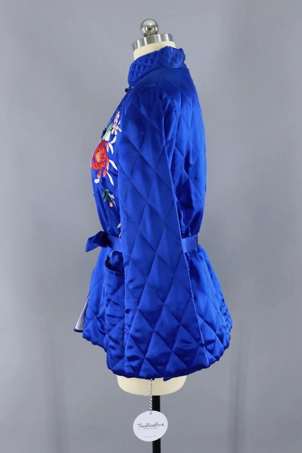 Vintage 1950s Royal Blue Satin Embroidered Jacket