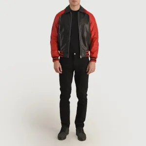 Walton Black & Red Leather Varsity Jacket