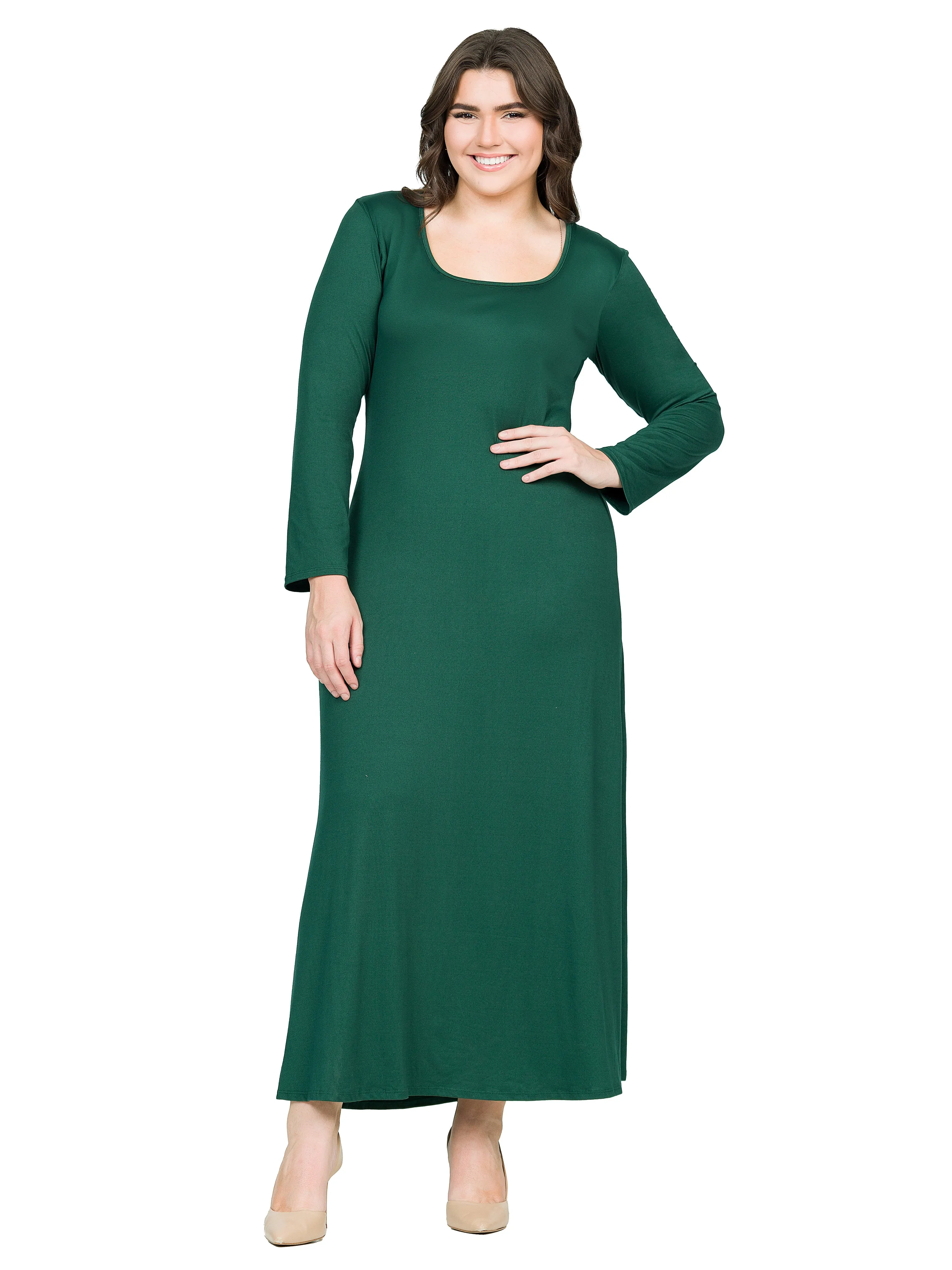 Womens Long Sleeve Plus Size Maxi Dress