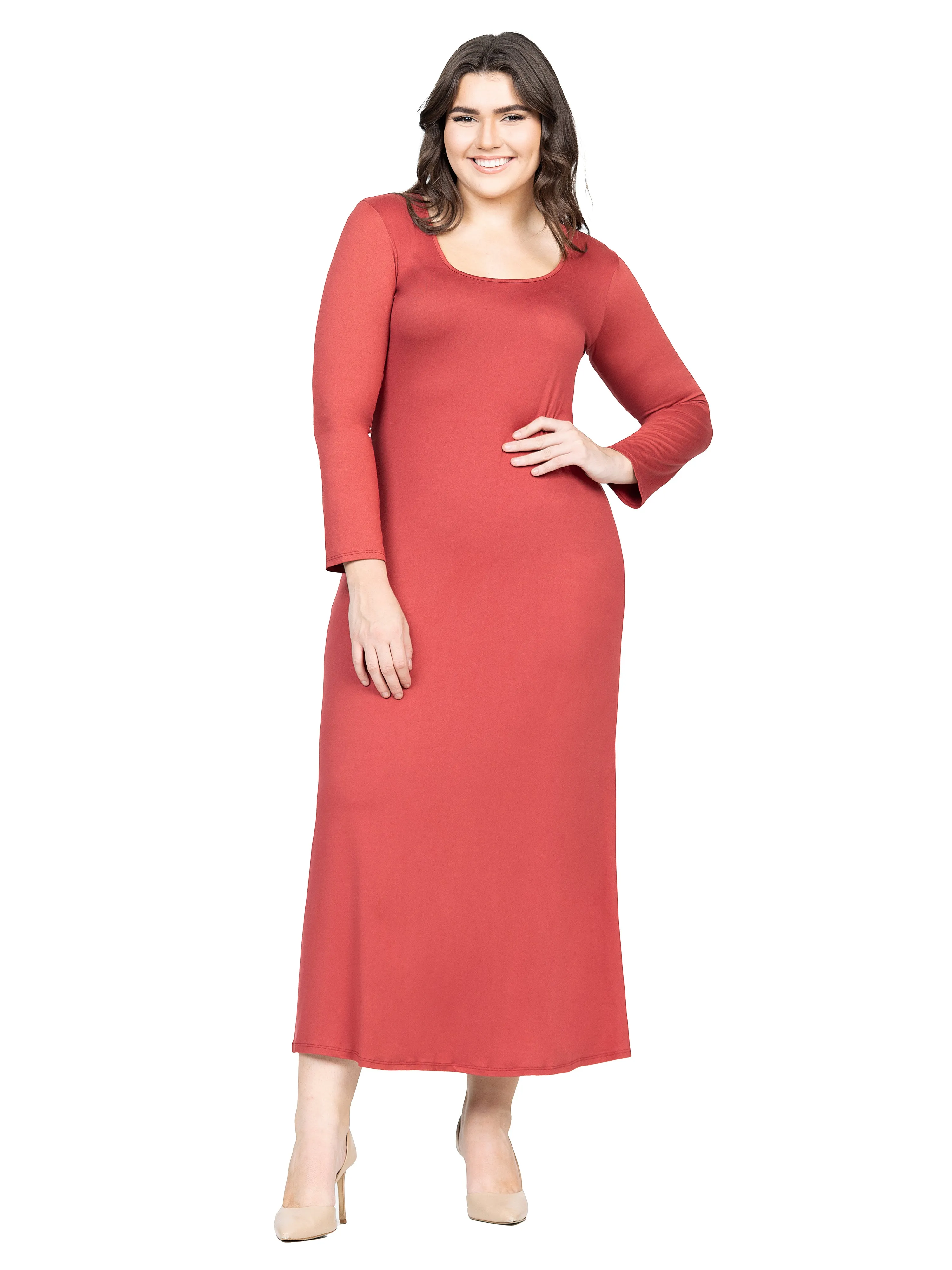 Womens Long Sleeve Plus Size Maxi Dress