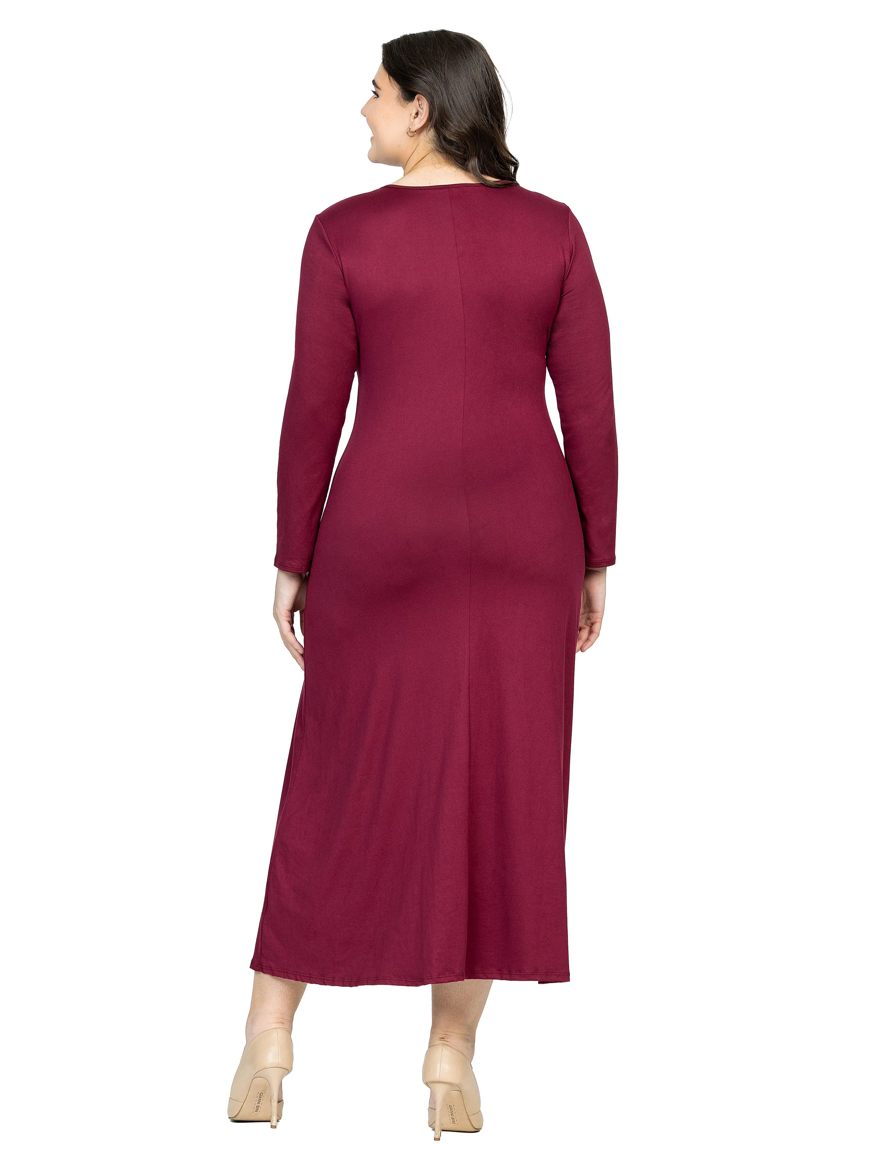 Womens Long Sleeve Plus Size Maxi Dress