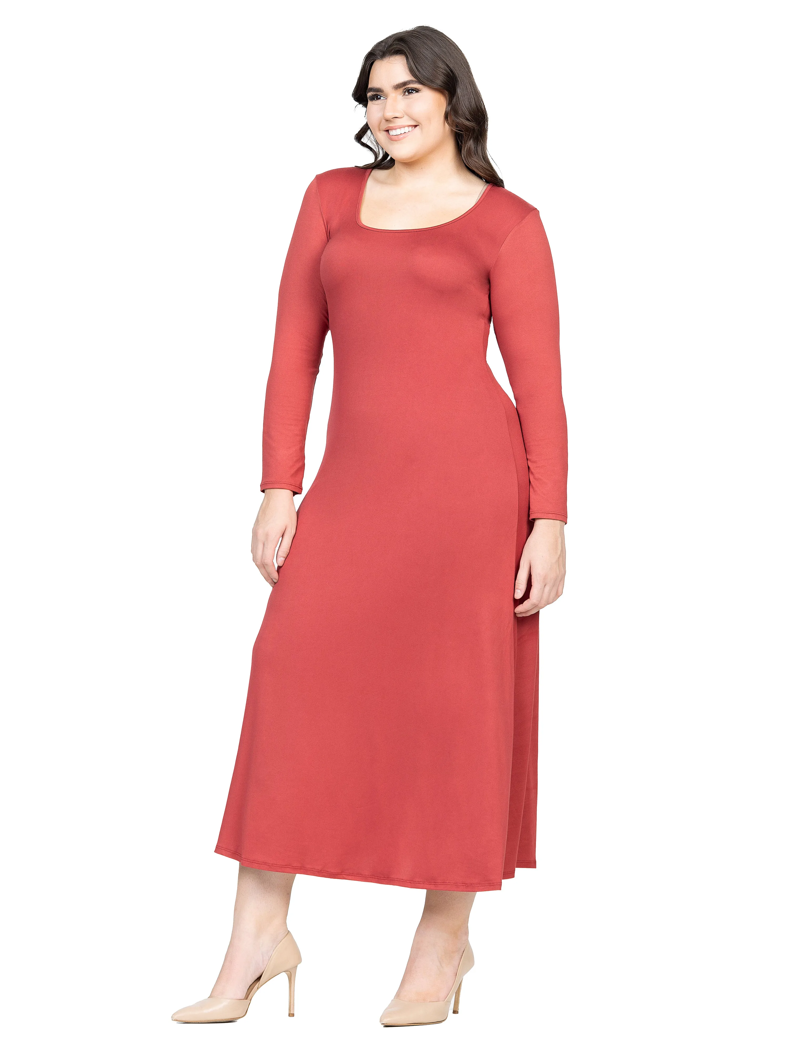 Womens Long Sleeve Plus Size Maxi Dress