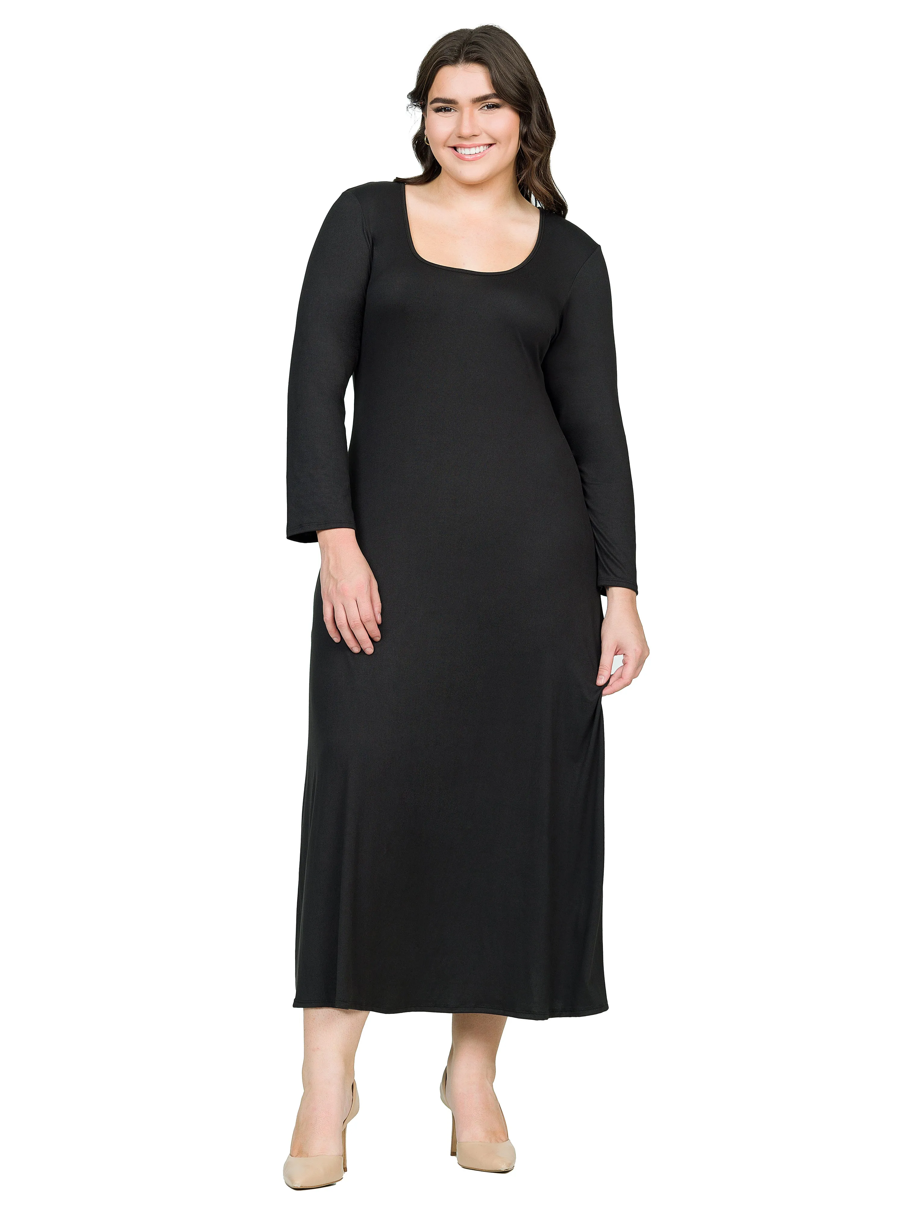 Womens Long Sleeve Plus Size Maxi Dress