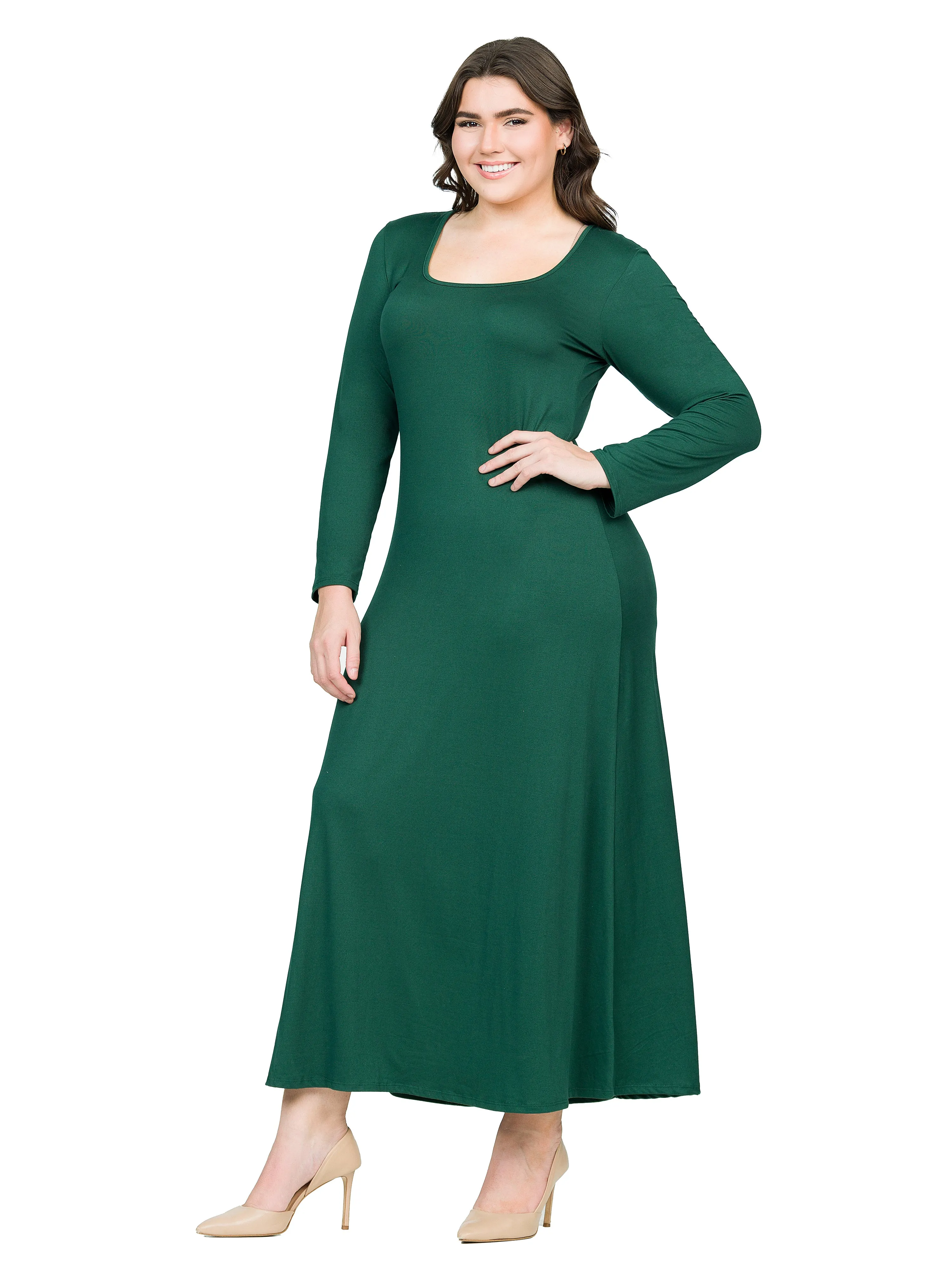 Womens Long Sleeve Plus Size Maxi Dress