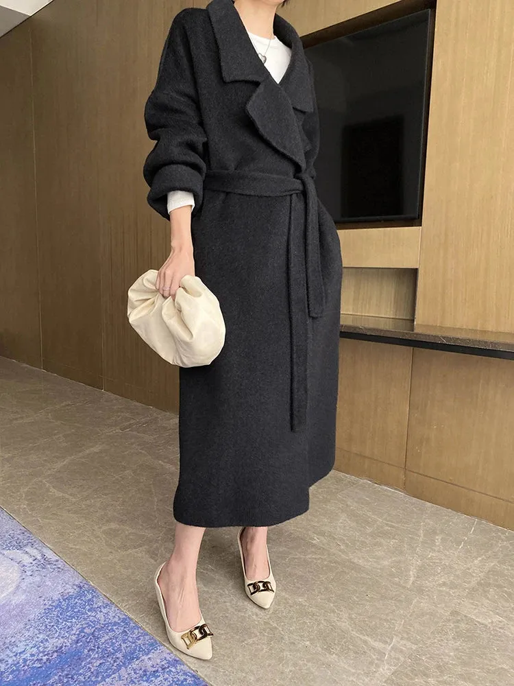 Women's Petite Wool-Blend Long Jacket Coat