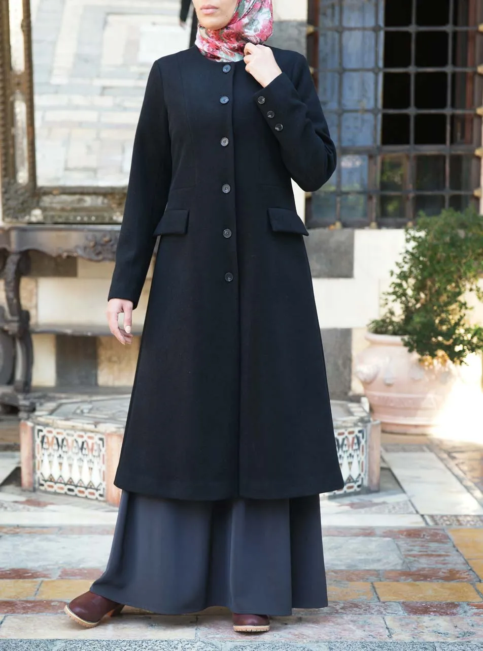 Wool Collarless Coat