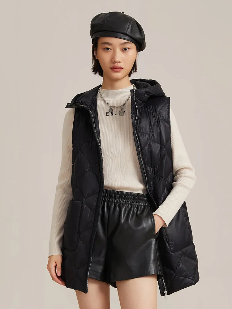 Woolen Coat And Down Puffer Vest Two-Piece Set