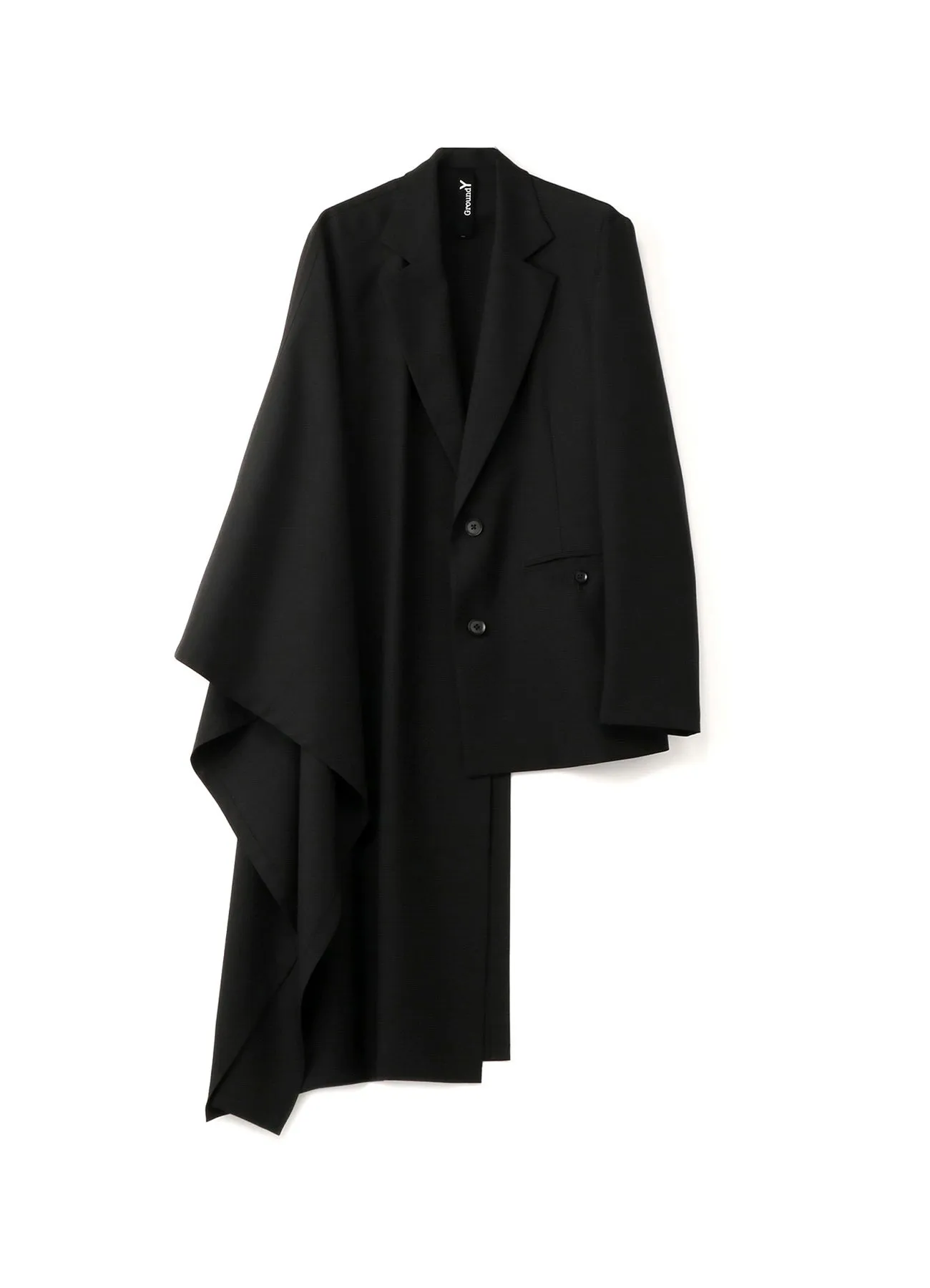 WOOL/POLYESTER ASYMMETRIC CAPE-JACKET