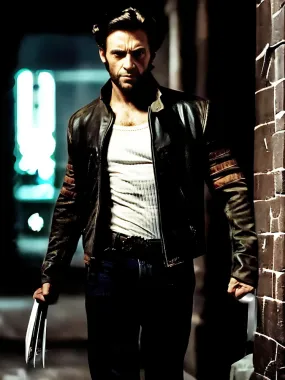 X-MEN Brown Origins Wolverine Jackman Hugh Leather Jacket