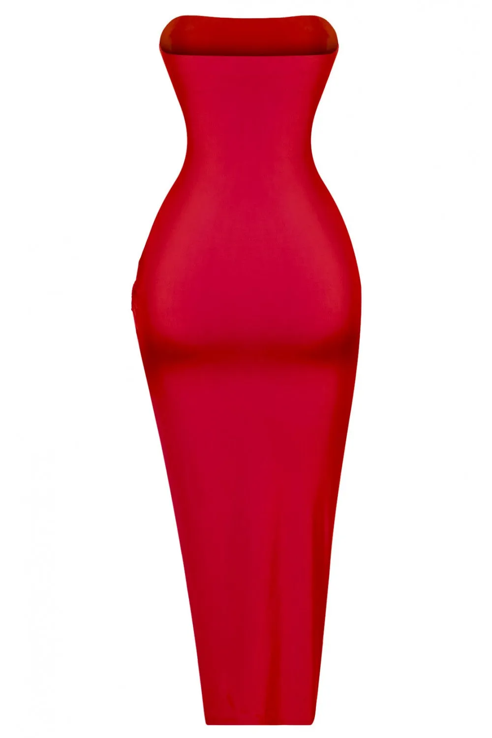 Ya No Me Quieres Thigh High Slit Maxi Tube Dress (Red)